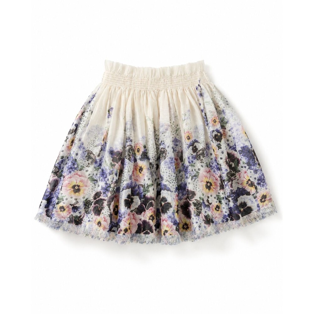 Zimmermann Tama Flip Silk Linen Skirt Purple Pansy Size 0 US 4 Floral Mini